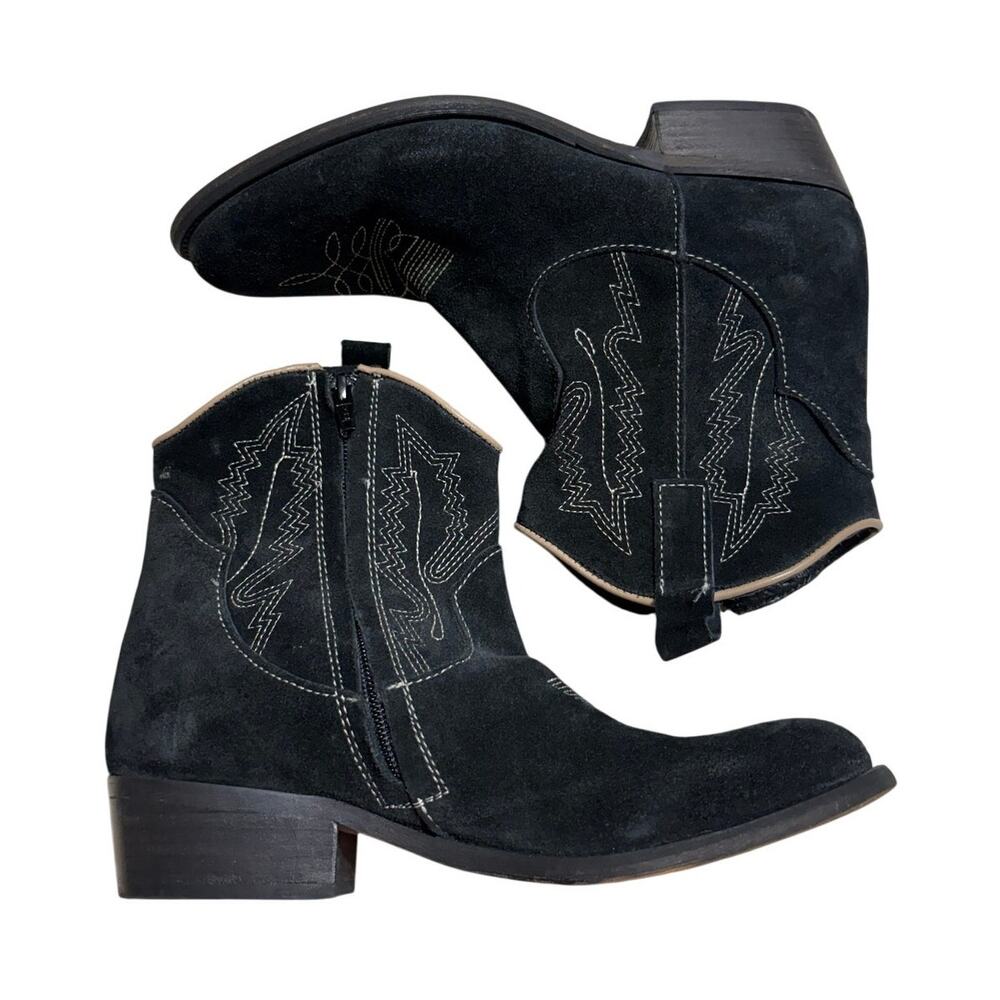Artisan Craft by Zigi Mireya Black Suede Western Ankle Boots Size 8.5M Cowgirl